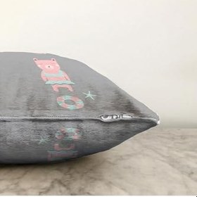 Resim RealHomes Çift Taraflı Gri Zeminde Deniz Ve Ayıcık Desenli Bebek Odası Raşel Örme Yastık Kırlent Kılıfı, Sonil-K4403-43x43cm 