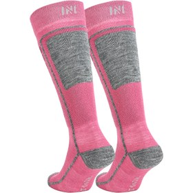 Resim Courchevel Merinos Yünü Hafif Çocuk Kayak Çorabı Pembe 1 Çift - 35/38 