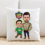 Resim Yakışıklı Baba ve Oğlu Karikatürlü Yastık 