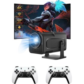 Resim Zero Land Zeroshop Çift Kollu Game Box Projeksiyon Cihazı Kumandalı Android Tv Dahili Hoparlör 