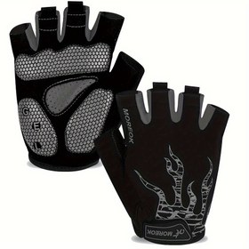 Resim Her Bedene Uygun - 5mm Jel Dolgulu Unisex Bisiklet Eldiveni, Yarım Parmak MTB Bisiklet Eldivenleri Fitness/Spor/Açık Hava Sporları için Nefes Alabilir & Renkli Tasarım 