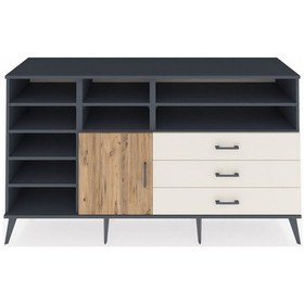 Resim Kronos Konsol 8 Raflı 3 Çekmeceli Tek Kapaklı 176x59x99 Antrasit Antrasit-çam/aytaşı 