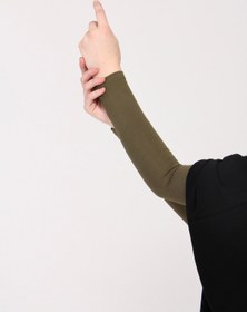 Resim manolyaşal islamic hijab Likralı Kaymayan Kurtarıcı 1 Çift Tesettür Kolluk Haki 