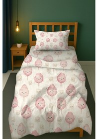 Resim Pamuk Şeker Rüyası Tatlı Tek Kişilik Çocuk Nevresim Seti Pembe 