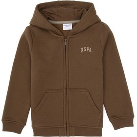 Resim U.S. Polo Assn. Erkek Çocuk Haki Fermuarlı Kapüşonlu Sweatshirt 50313852-VR027 
