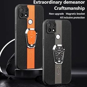 Resim DESSEN Realme C21Y / Realme C25Y için Benzersiz Saat Kadranı Tasarımı ve Halka Standlı Telefon Kılıfı, Manyetik Braket ile Uyumlu, Darbeye Dayanıklı Düşmeye Karşı Koruma Tampon Kabuğu, Siyah 