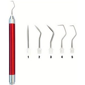 Resim Tcherchı Led Işıklı 5 İğneli Dıy Gravür Alet Seti Kırmızı 