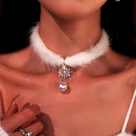 Resim 1 Adet Şık Peluş Kar Tanesi Kolye - Taşlı Işıltılı Sentetik Taş, Yıl Boyu Kullanılabilir Kadın Aksesuarı, Günlük ve Tatil Hediyeleri İçin Kar Tanesi Kolyesi, Kış Temalı Takı, Taş Süslemeli 