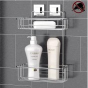 Resim Geseus Yapışkanlı Iki Katlı Krom Banyo Rafı EF256 
