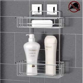 Resim Geseus Yapışkanlı Iki Katlı Krom Banyo Rafı EF256 
