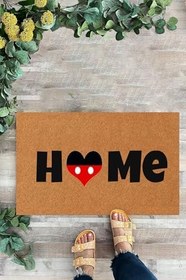 Resim KARMAT Kırmızı Kalp, Home, İç ve Dış Dekoratif Kapı Önü Paspası siyah-45 x 70 