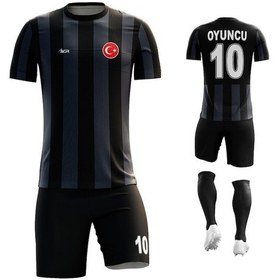 Resim Acr Giyim Kişiye Özel Futbol Forması - Dizayn : Siyah & Gri Beyaz - Siyah 