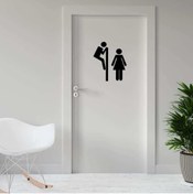 Resim cnpromosyon Kadın Erkek Espirili Wc Silüeti Dekoratif Kapı Sticker, Çıkartma 