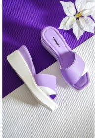 Resim Sandy Kadın Çift Renkli Şık Ve Rahat Günlük Dolgu Topuk Terlik 001 