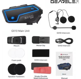 Resim Zerzembe Gearelec GX10 Motosiklet Interkom Kask Bluetooth Kulaklık 