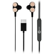 Resim Lecoo EH102 Kablolu Type-C Kulak İçi Mikrofonlu Dual Driver Kulaklık Siyah 
