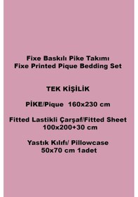 Resim Cathi Somon Tek Kişilik Pike Takımı %100 Pamuk, Lastikli Çarşaflı Pembe 