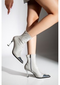 Resim Delina Topuklu Kadife Bot Gri 