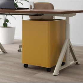 Resim IKEA Çekmeceli Çelik Ofis-Makyaj-Eşya Düzenleyici Keson Hardal Sarı Renk 42x61 Cm Tekerlek 