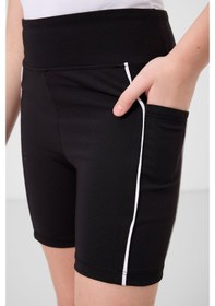 Resim Tommylife Siyah Esnek Standart Fit Basic Performans Kız Çocuk Tayt - 75189 Siyah 