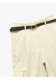 Resim Koton Pamuklu Kargo Cepli Yüksek Bel Kemerli Jogger Pantolon Haki 6wak40091uw Haki 