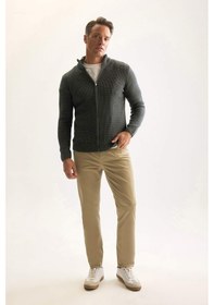 Resim DeFacto Standart Fit Normal Kesim Yarım Balıkçı Yaka Fermuarlı Waffle Hırka R1195AZNSAR4 