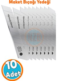 Resim NZB Maket Bıçağı Yedeği Ucu 0.50 mm Kalınlık x 18 mm Genişlik Bıçak Ucu Jiletİthal 10 Adet 8 Dilim 