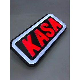 Resim 'kasa' Işıklı Özel Tabela LED Ile Neon Görünümlü Tabela-Beyaz Çizgi (25X12CM) 