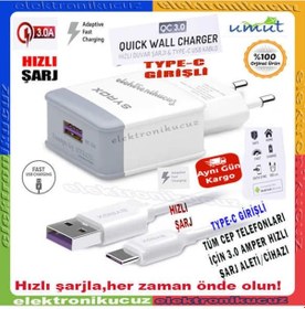 Resim Huawei P40 Uyumlu Type-C Girişli Hızlı Şarj Cihazı 