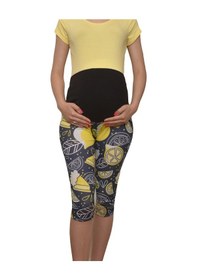 Resim Luvmabelly Maternity 8021 - Pamuklu Göbek Destekli Limon Desenli Kapri Hamile Tayt-çok Renkli 