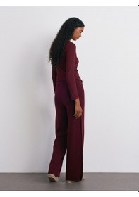 Resim Dilvin 70163 Beli Lastikli Yünlü Triko Pantolon-bordo M. Bordo M. 