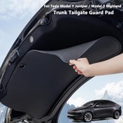Resim Trunk Tailgate Koruyucu Ped - Sahte Deri, Çizik ve Su Geçirmez Kargo Lineri for TESLA Model Y ve Model 3, Highland, Araba Bagajı için Koruyucu Arka Kapak, Bagaj Koruma | Şık Bitiş | Dayanıklı Bagaj Matı, Bagaj Lineri 