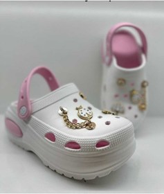 Resim Twingo Taşlı Emojili Kadın Terlik , Sandalet Yüksek Taban Beyaz-pembe 