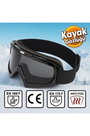 Resim Angel Eyes Kayak Gözlüğü Antifog Ventilli Uv Korumalı Güneş Kar Gözlük Siyah-Siyah Snowboard Glasses Sporu 
