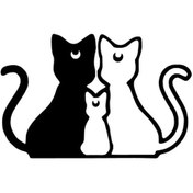 Resim Kedi Ailesi Sticker Oto Motor Laptop Duvar Folyo Sticker 40 X 24 Cm 