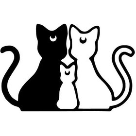 Resim Kedi Ailesi Sticker Oto Motor Laptop Duvar Folyo Sticker 40 X 24 Cm 