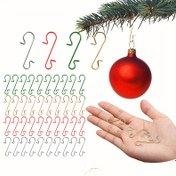 Resim 60 adet Noel Süs Kanca Süs Askıları Noel Metal Tel Gümüş Altın Kanca Kırmızı Yeşil Kanca Noel Ağacı Süsleme Paskalya Hediyesi 