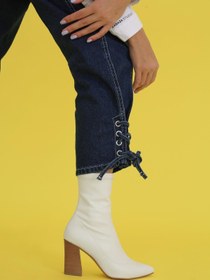 Resim Stil Durağı Elton Model 8 Cm Topuklu Sitreç Bot Çizme Beyaz 