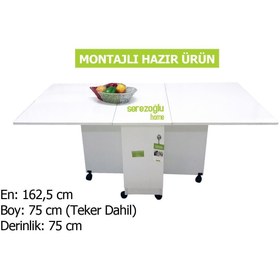 Resim serezoğlu home Hamarat 8 Kişilik Katlanır Yemek Masası, Açılır Kapanır Masa, Mutfak Masa-dolaplı-tekerli 