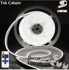 Resim Neon Esnek Şerit Led Tak Çalıştır Kumandalı - Beyaz 1 Metre 