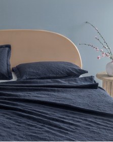 Resim Madame Coco Chantal Tek Kişilik %100 Pamuk Yatak Örtüsü - Lacivert Lacivert 