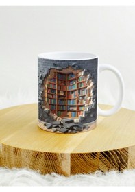 Resim Deepcraft 3d Görünümlü Kitaplık1 Mug Hediyelik Kupa 300ml Beyaz 