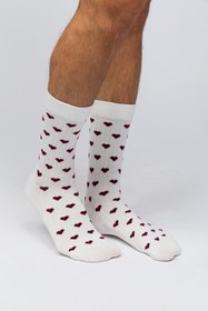 Resim Valentine Collection - Soket Çorap - Burgundy Hearts - Beyaz / 41-45 