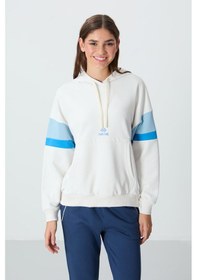 Resim Tommy Life Ekru Kompakt Pamuklu Kalın Pürüzsüz Dokulu Kapüşonlu Oversize Fit Kadın Sweatshirt - 97290 Ekru 