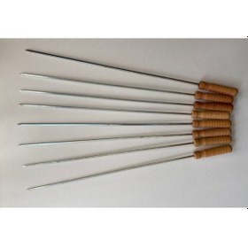 Resim Mobilreyon 10 Adet Ahşap Saplı Kare Şiş 55cm, Ciğer Kuşbaşı Tavuk 