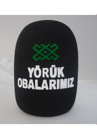 Resim Siyah Yuvarlak Mikrofon Süngeri Logo Baskısı 