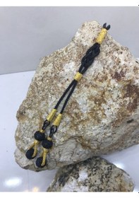 Resim Sonsuzluk Yaldız Siyah Kombinli Top Sallantılı İkili Püskül 