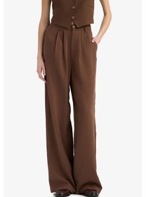 Resim DeFacto Wide Leg Fermuarlı Normal Bel Standart Boy Geniş Paça Keten Karışımlı Palazzo Pantolon E6210AX25SPBN254 