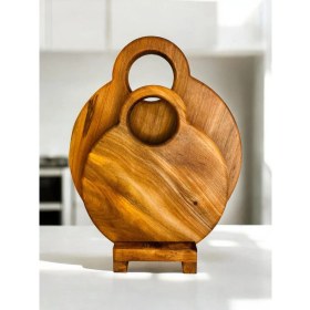Resim Mekwood Yuvarlak Kulplu Kesme Tahtası & Sunumluk 