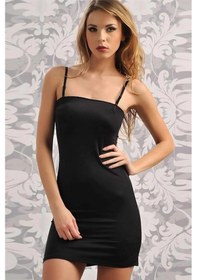 Resim Mikropolyamid Kumaşlı Askıları Çıkabilen Straplez Kısa Elbise Altı Kombinezon Siyah 